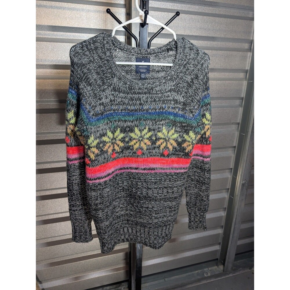 American Eagle Fair Isle Jeggings Sweater Wool Mohair XS